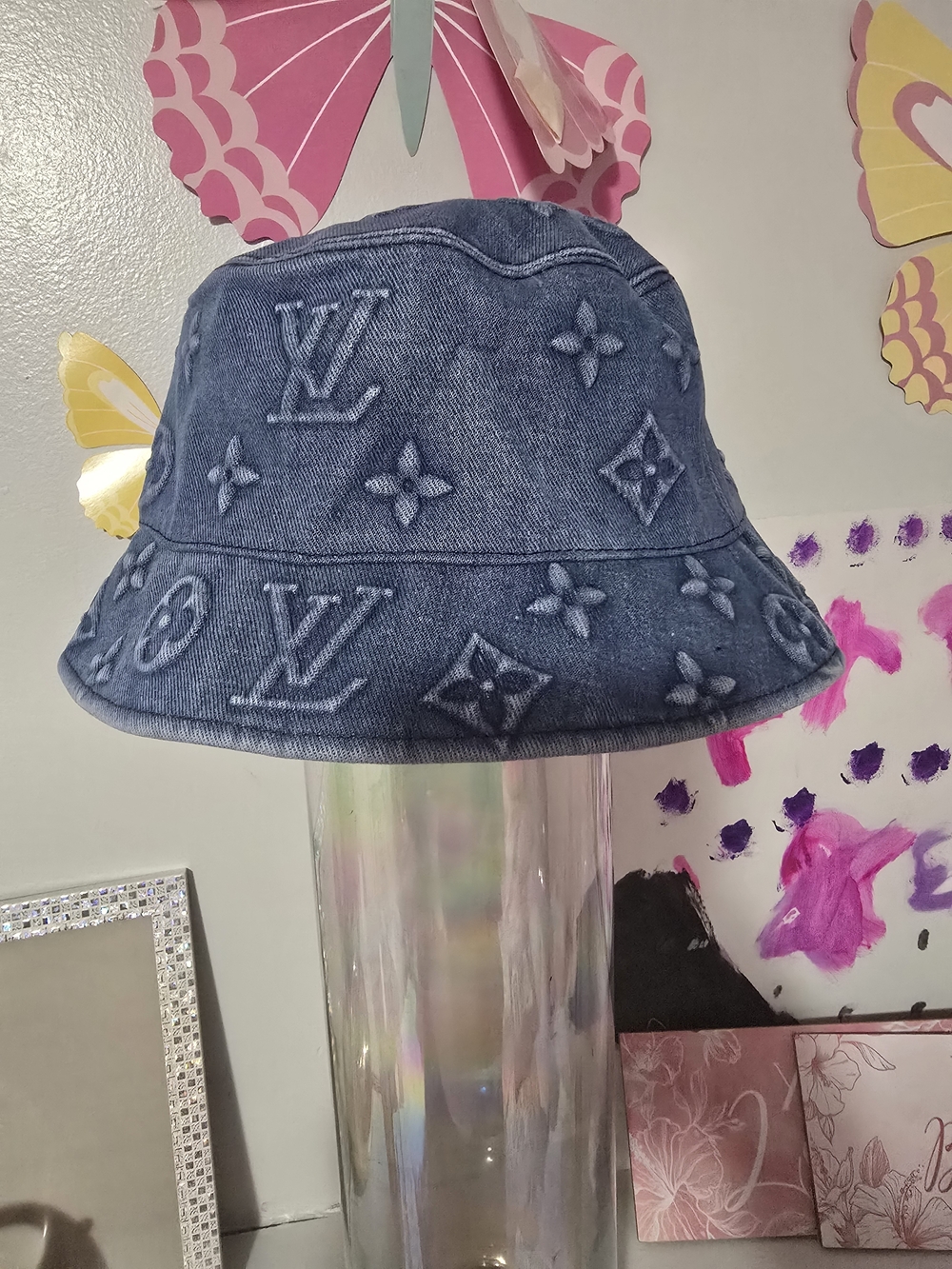 Louis Vuitton Blue Embossed Denim Bucket Hat